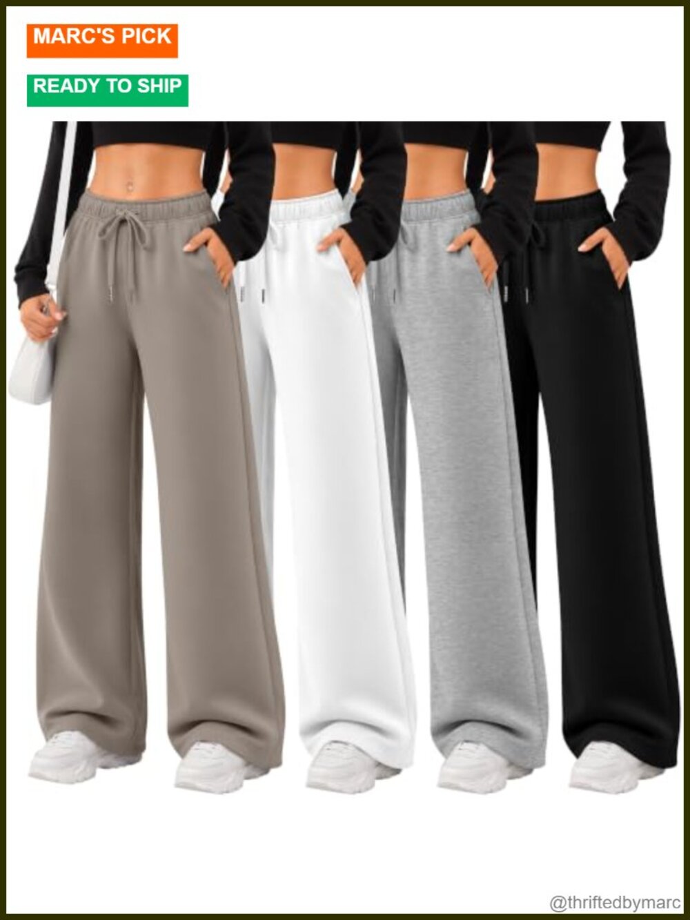 4 Pack Wide Leg Baggy Sweatpants Drawstring High Rise Stretchy Women's Lounge